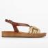 Sandale cu platforma de dama din piele naturala si textil DiAmanti Corine maro cu bej